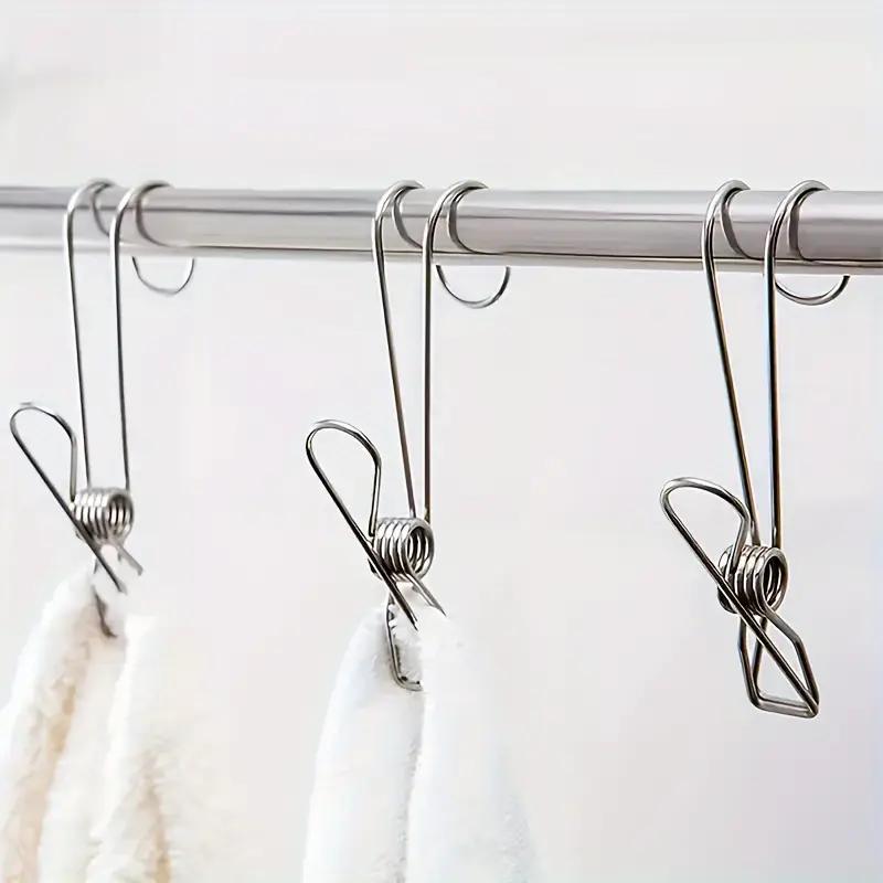 1 шт. Многофункциональный зажим-крючок из нержавеющей стали для подвешивания в ванной комнате, фиксированный зажим, ветрозащитная сушилка для одежды, прищепка с крючком