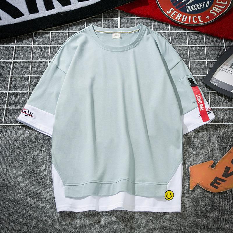 Мужская модная свободная хлопковая футболка в корейском стиле, летняя коллекция 2020 г.