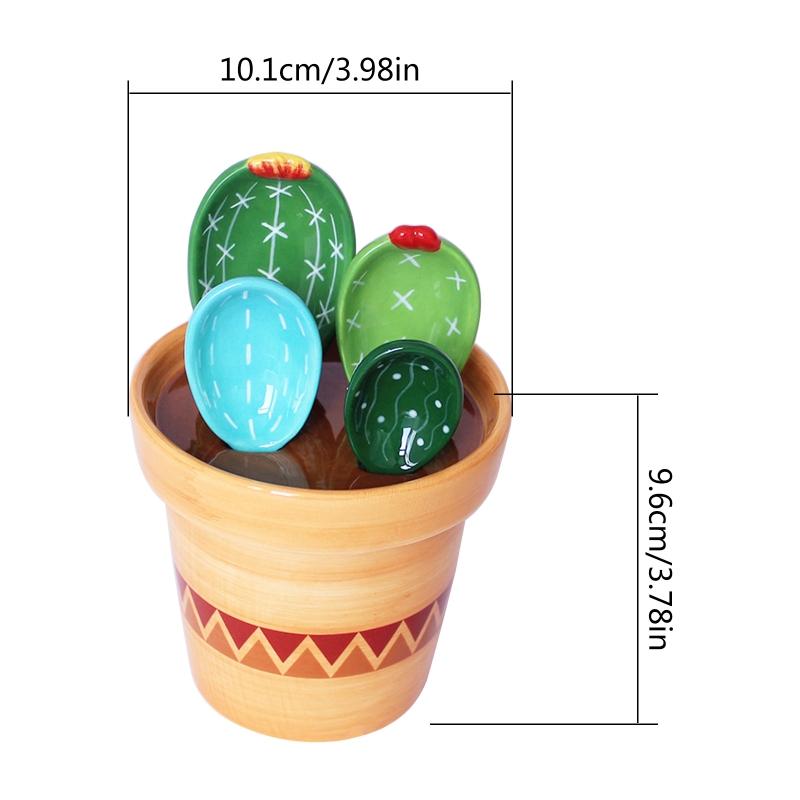 Керамические мерные ложки в виде кактуса с держателем, набор мерных ложек для выпечки, для домашней кухни, приготовления выпечки, сахара, соли, добавления X3UC