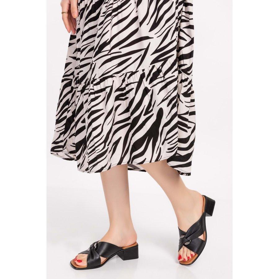 Женские повседневные тапочки из натуральной кожи на среднем каблуке