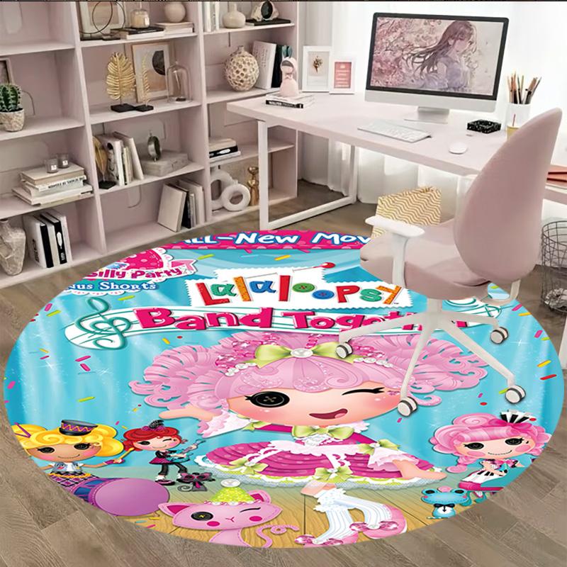 1pc Lalaloopsy2 Print Round Carpet Chair Round Carpet Suitable for Bedroom Living Room Home Decorative Carpet