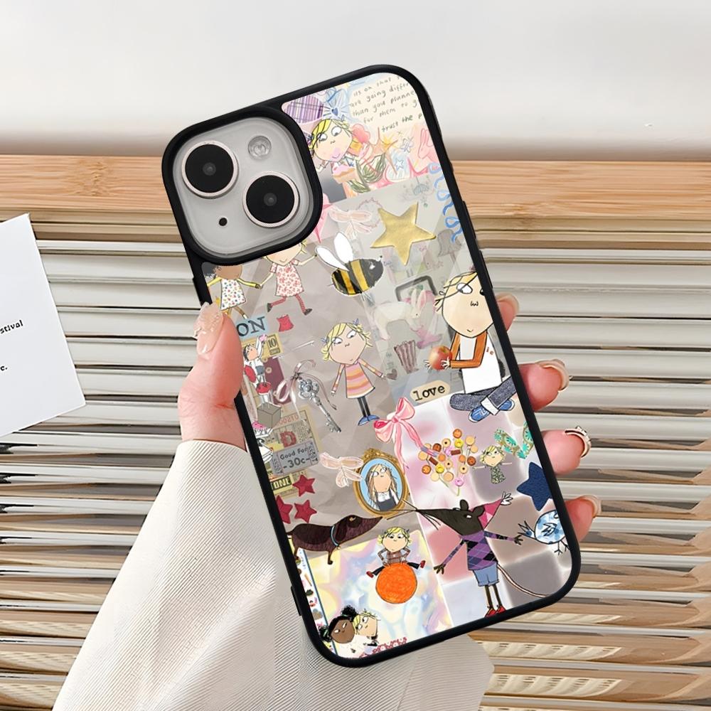 Мультяшный чехол C-CHARLIE AND LOLA для iPhone 15 Pro Max 14 12 11 13 Mini 16 8 7 Plus X Xs XR, задняя крышка PC+TPU