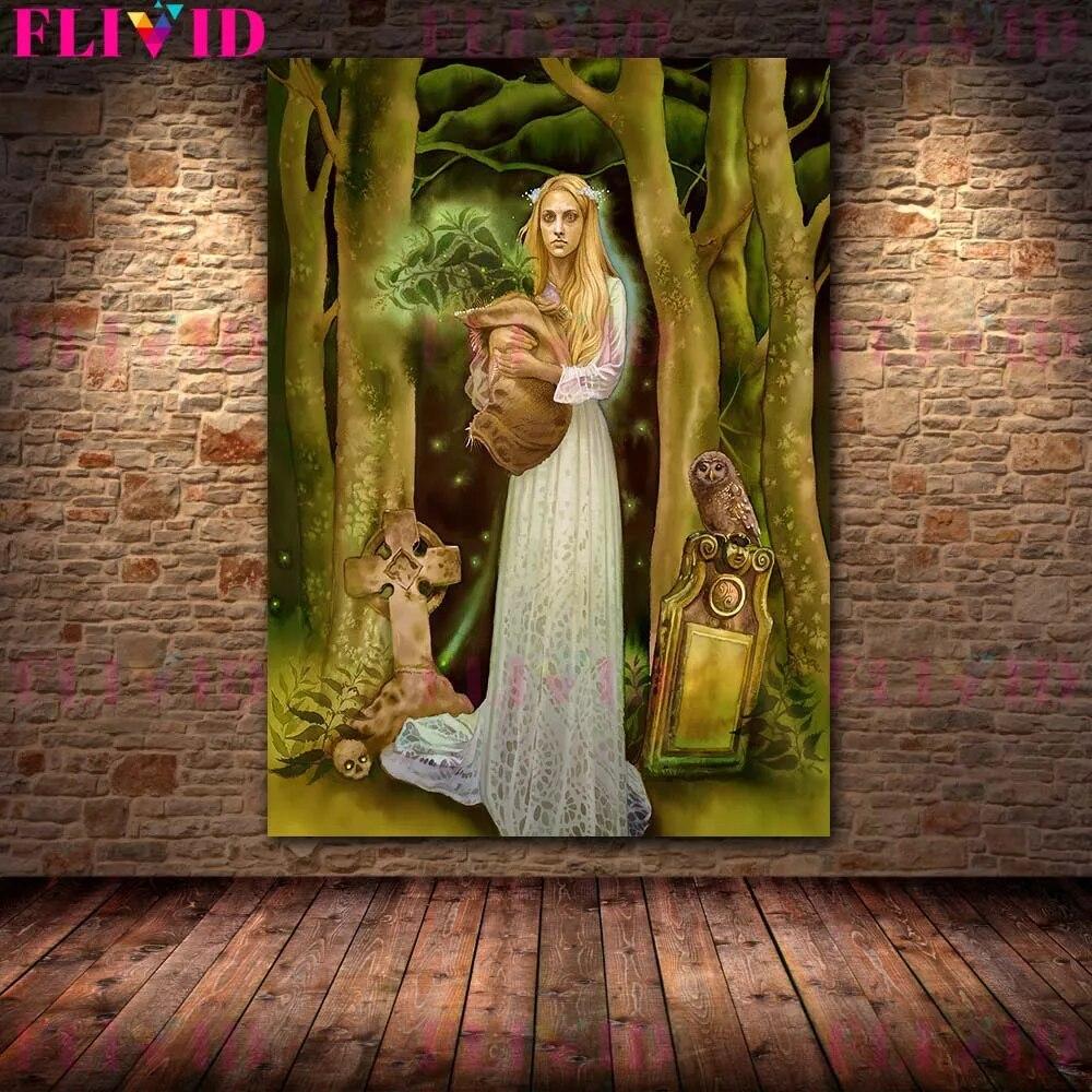 Forest Witches and Shadow Monsters, Vintage Murals On Canvas, Mysticism, Witchcraft, Paganism, Gothic Art Posters and Prints