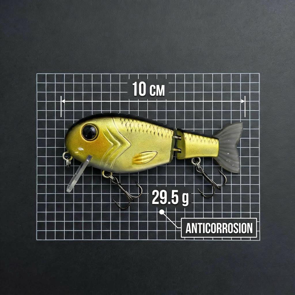 Two-Section Lifelike Fishing Lure with PVC Soft Tail 10cm 29.5g - Freshwater & Saltwater Bass Pike Fishing Bait