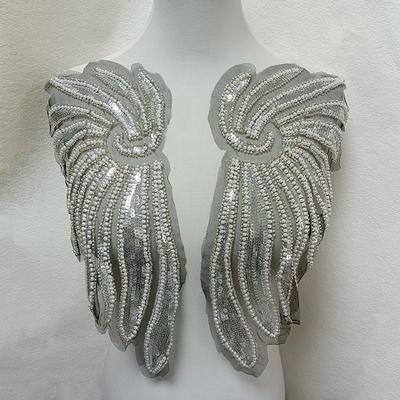 Сетка, пайетки, вышивка, ажурная вышивка бисером, крыло, кружево, DIY, шитье, украшение воротника, подходящие аксессуары для одежды
