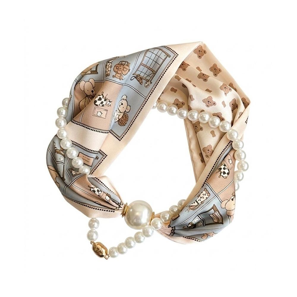 Магнитная Пряжка Жемчужная Магнитная Застежка Шарф Тонкая Женская Рубашка Ожерелье Элегантный Шелковый Шарф Женщины