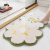 Inyahome Flower Bathroom Rugs Mat with Soft Superfine Fiber Non Slip Durable Bedroom Mats Machine Washable Door Mats for Bathtub