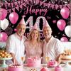 Fabric 40th Birthday Banner Backdrop Hot Pink, Happy 40th Birthday Decoration for Women, 40 Year Old Birthday Party Yard Sign Photo Props Decor
