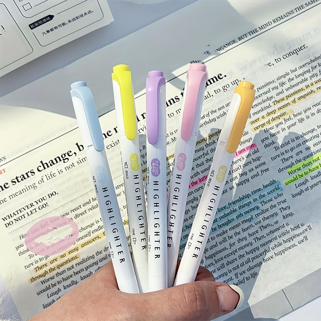 5 шт. Пастельные хайлайтеры Цвета Двусторонний флуоресцентный маркер-крючок Цветной маркер Милые маркеры для ведения журнала Японская канцелярия