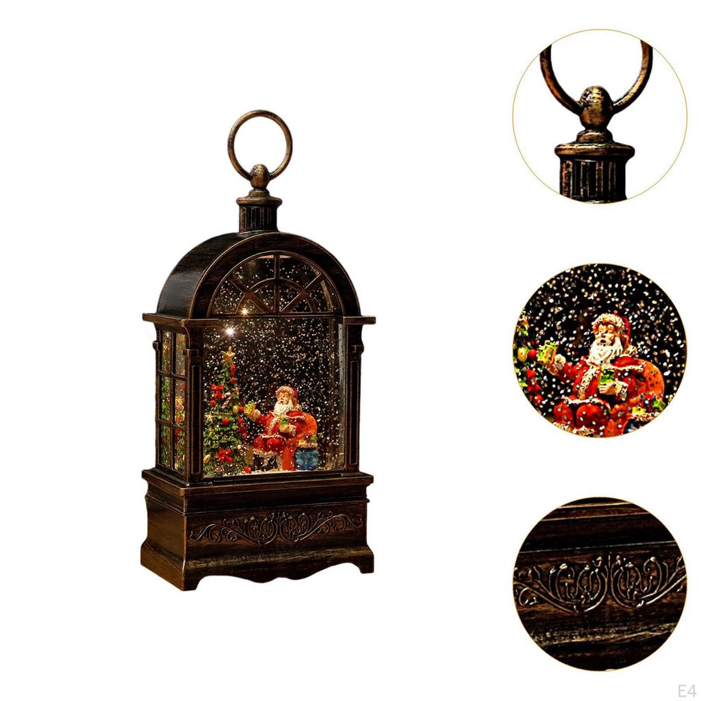 Christmas Music Box Desktop Figurine Lantern Portable Ornament Lighted for