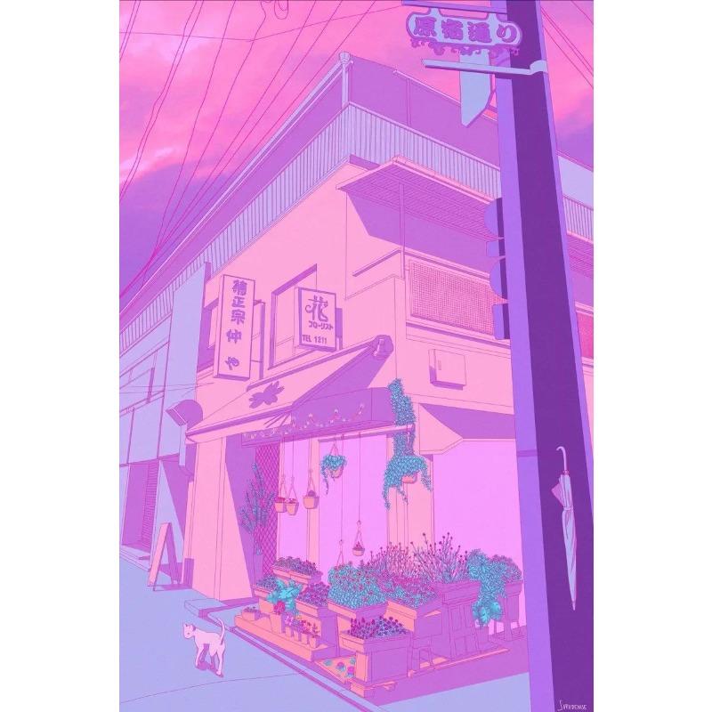 Classic Abstract Aesthetics Wall Art 80s Neon City Street Steam Wave HD Oil On Canvas Posters And Prints Home Bedroom Decor Gift