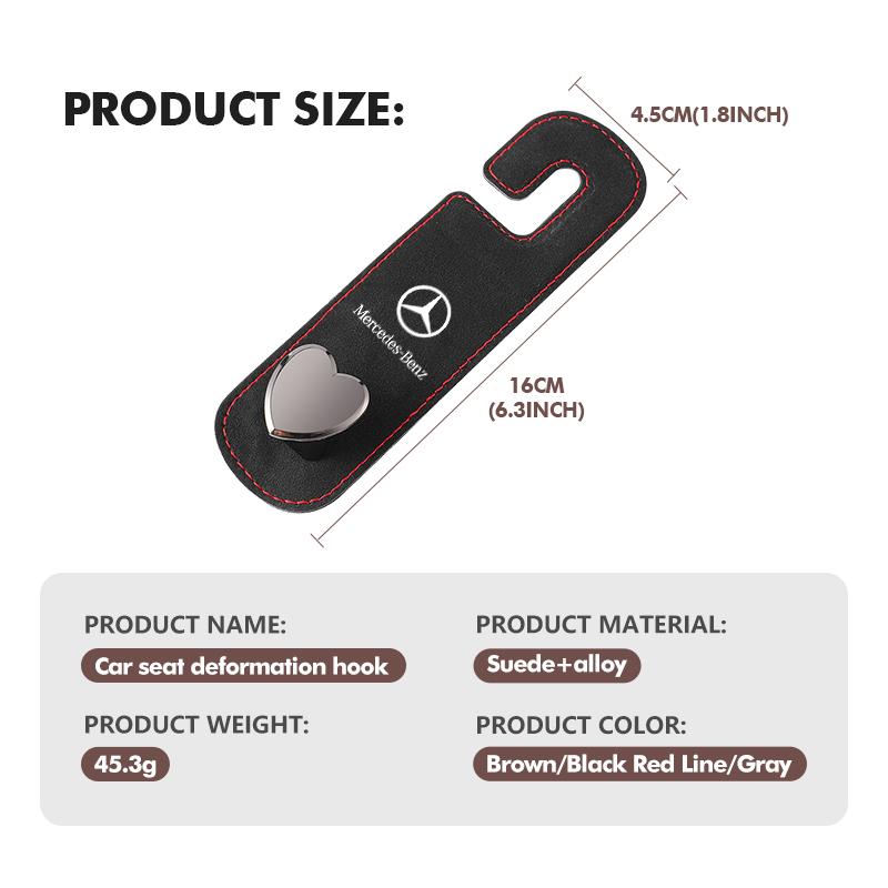 Car Seat Headrest Hook Hidden Hook Suede Metal Hanging Hanger For Mercedes Benz AMG A C E S G Class W201 W210 W108 W204 W205 UWXYZ1