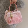 Sweet Cute Pink Gradient Handbag Women Plush Large Capacity Square Shoulder Bag Ladies Fashion 2025 Winter New Crossbody Bag Y2k