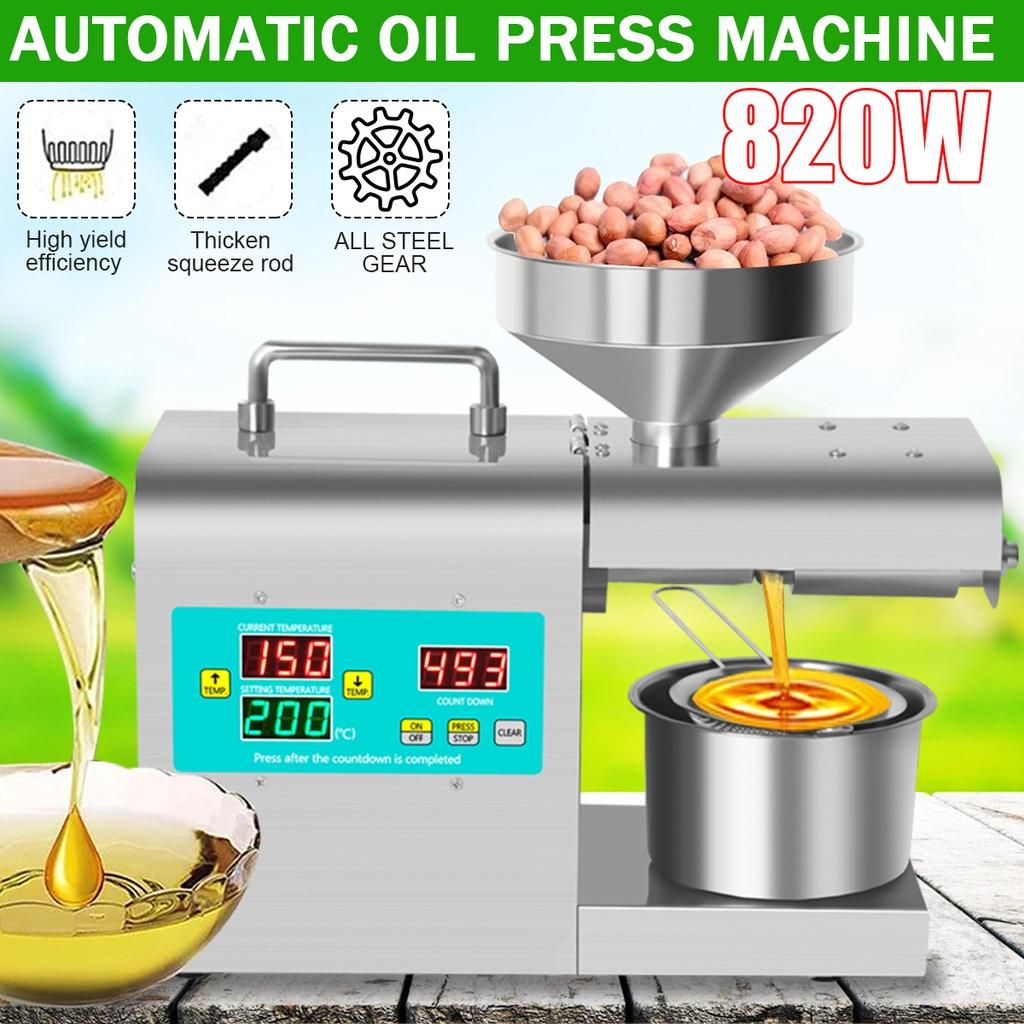 Автоматический пресс для масла из нержавеющей стали, светодиодный цифровой гидравлический пресс с контролем температуры, экстрактор арахиса с кунжутным маслом