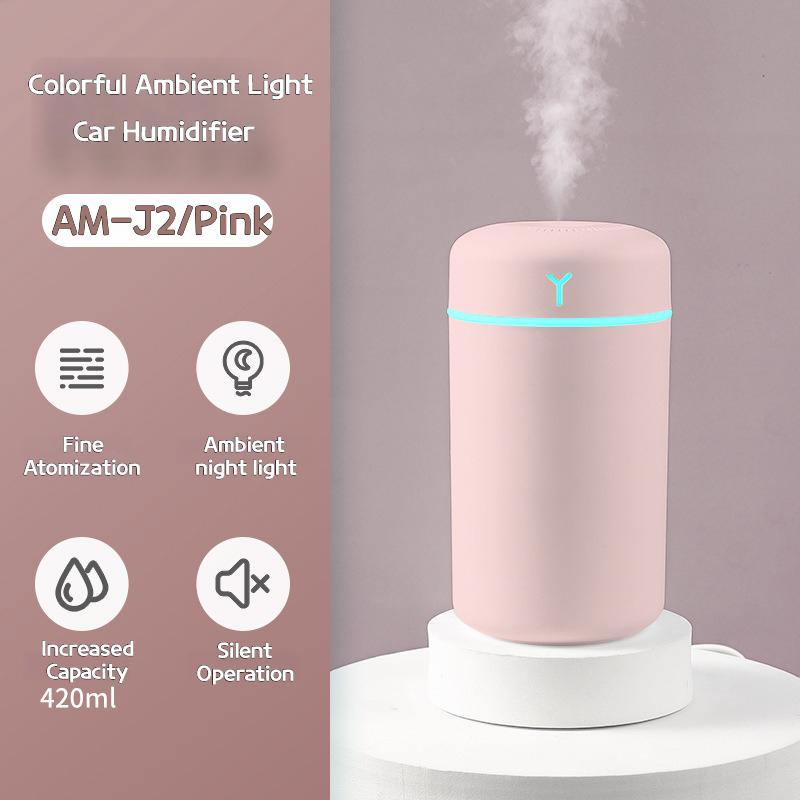 Colorful LED Air Humidifier with 420ml Capacity - USB-Powered Cool Mist & Aroma Oil Diffuser for Home & Office