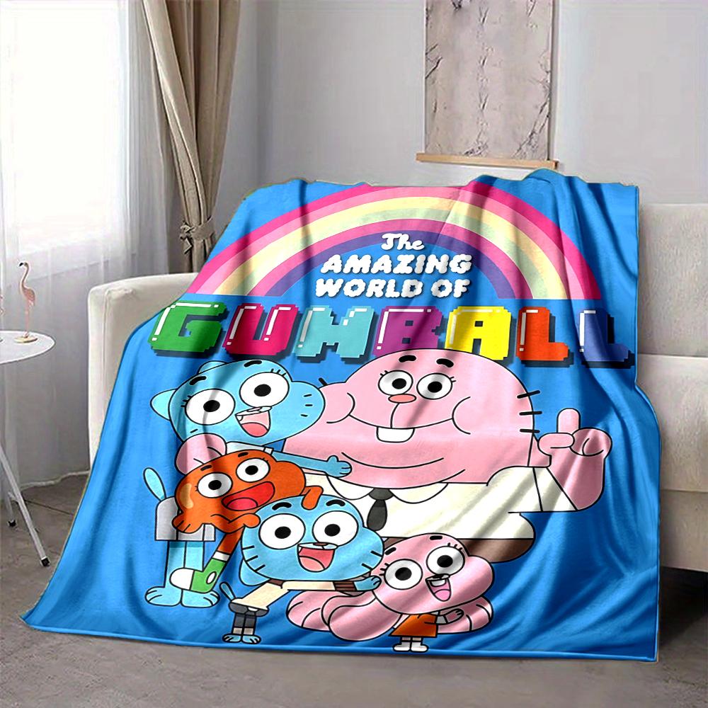 1Pc Gumball'S Colorful Friends Flannel Blanket, Soft And Comfortable, Casual Warm, Camping Travel, Christmas, Halloween Xmas Gift N1224