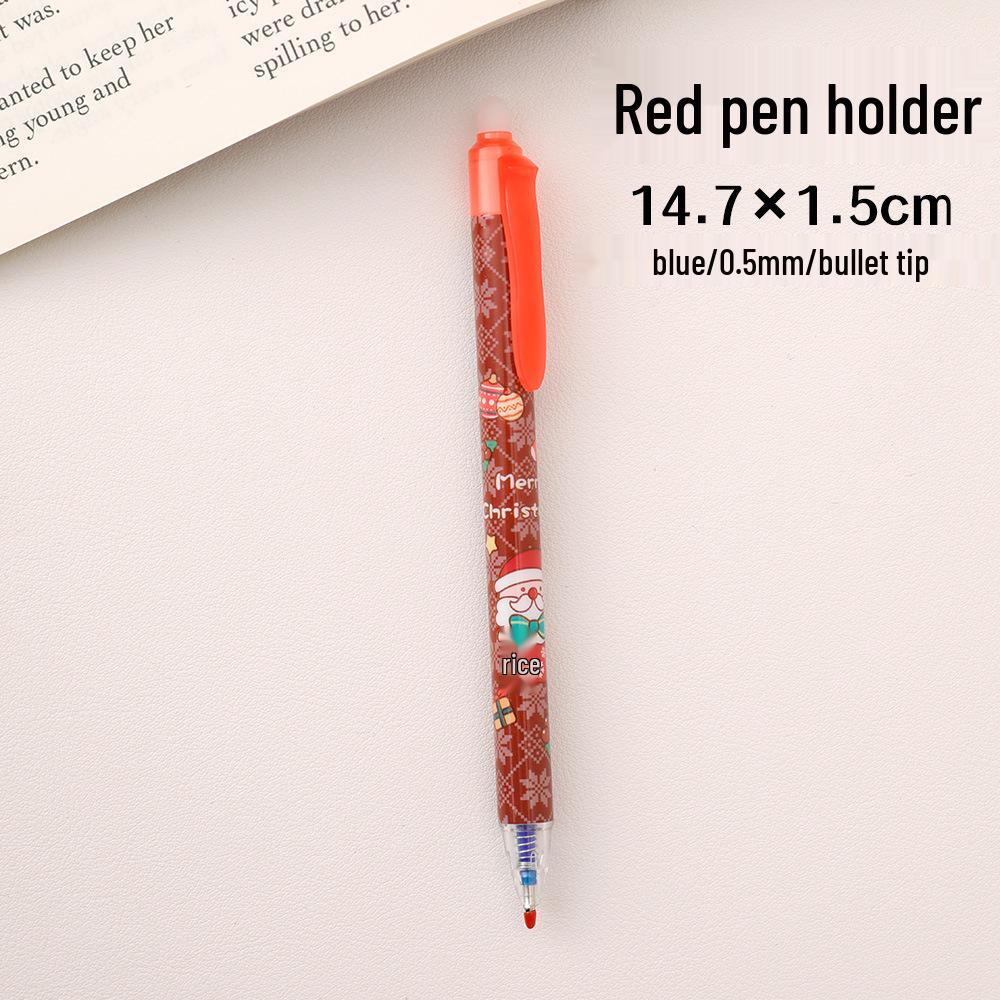 Праздничная стираемая ручка с пулевидным наконечником и кнопочным механизмом – Высокоценный студенческий рождественский канцелярский подарок