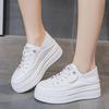Leather Inner Height Increase White Shoes Women's 2025 Spring New Thick-soled Two Wear Board Shoes and One Pedal Sports and Leisure Single Shoes