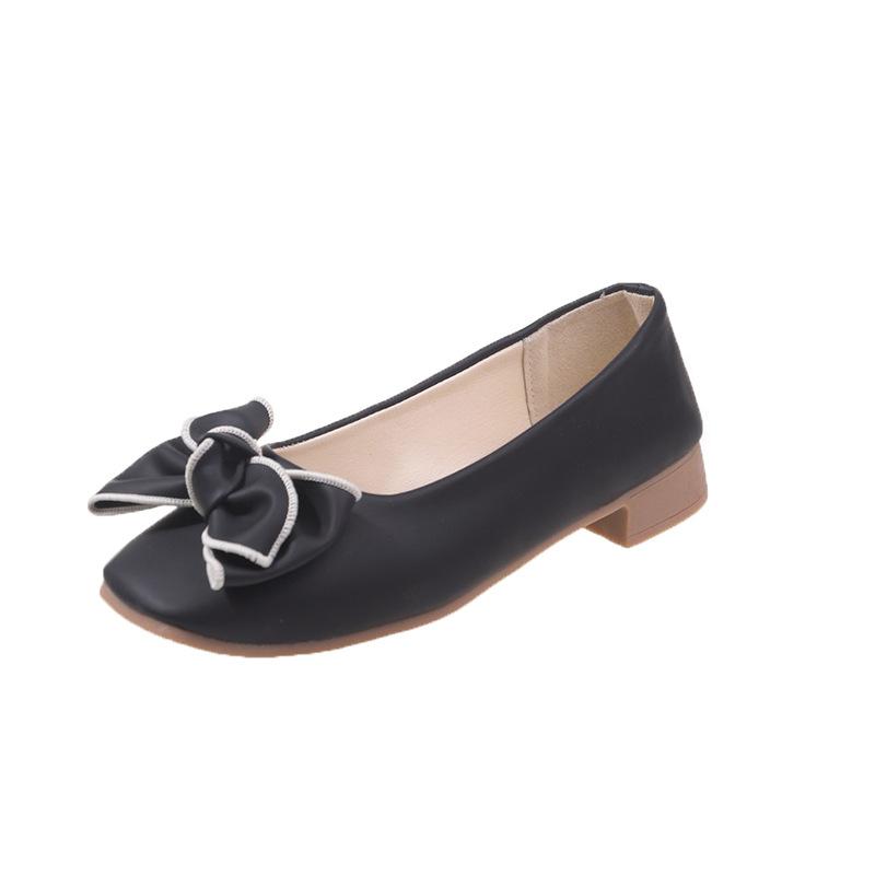 Bow Low-heeled Single Shoes Women's 2025 New Shallow Spring and Autumn Soft-soled Shoes Women's Shoes New