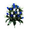 Artificial Cemetery Flower 24 Heads Faux Silk Rose Bush Memorial Rose Flower Bouquet for Headstones Gravesite Vase