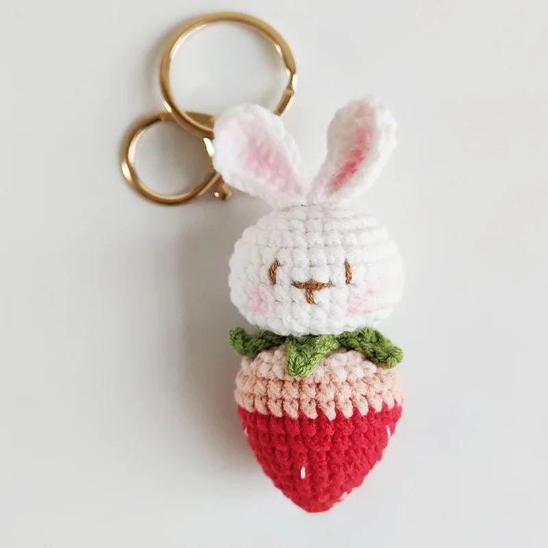 Pilot Design Cute Rabbit Crochet Keychain Handmake Crochet Animal Doll Keyrings For Bag Pendant Knitting Rabbit Keychain Custom