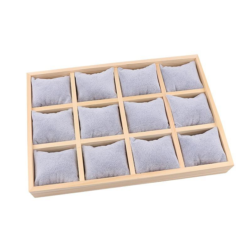 1 шт. Деревянный органайзер с 12 отделениями для часов и украшений, шкатулка для хранения с бархатной подкладкой для браслетов/часов, подарок на Рождество/День святого Валентина