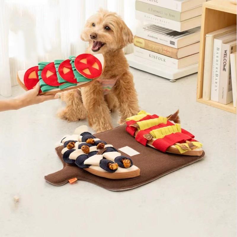 Interactive Squeaky Dog Toy With Snuffle Mat Design - Plush Pet Puzzle Feeder Mental Stimulation Slow Feeding