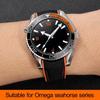 20mm 22mm Rubber Nylon Silicone Watch Band For Omega GMT Planet Ocean Seamaster Diver 300 Curved End Orange Watch Strap