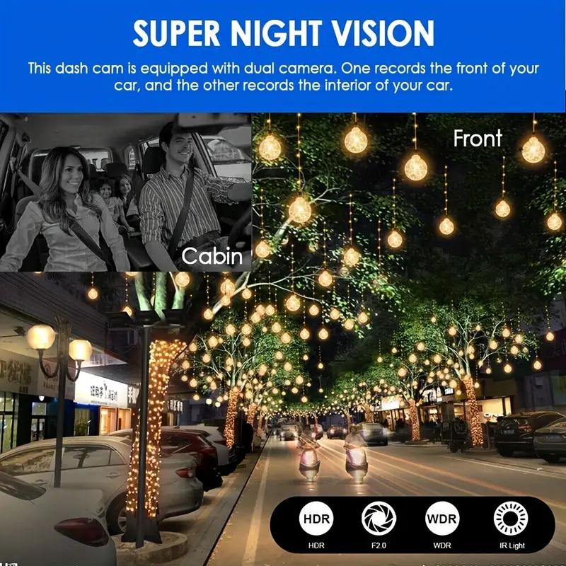 1080P Dual camera,Dash Cam for cars,Front And Inside,car Camera with IR Night Vision,Loop Recording,wide Angle Car DVR Camera