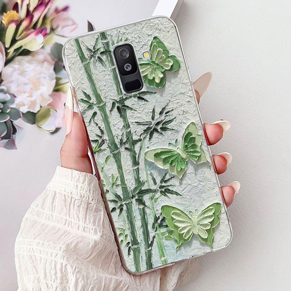 Чехол для телефона Samsung Galaxy A6 Plus 2018 На Samsung A6+ (2018) A6 A600F A605G Элегантные Цветочные Кошачьи Мягкие Силиконовые Прозрачные TPU Чехлы