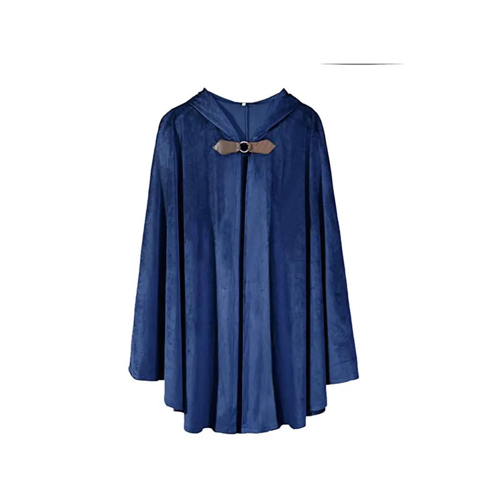 Мужской бархатный плащ с капюшоном эпохи Возрождения, средневековый плащ с капюшоном для женщин и мужчин, Хэллоуин, стимпанк-пуловер с металлической застежкой-петлей