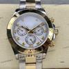 Мужские роскошные двухцветные автоматические часы La Jadia серии Daytona с цветным циферблатом, инкрустированным бриллиантами