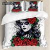 Sugar Skull Lady Duvet Cover King Queen Size Day of Dead Theme Bedding Set Retro Gothic Skeleton Red Rose Soft Quilt Cover White