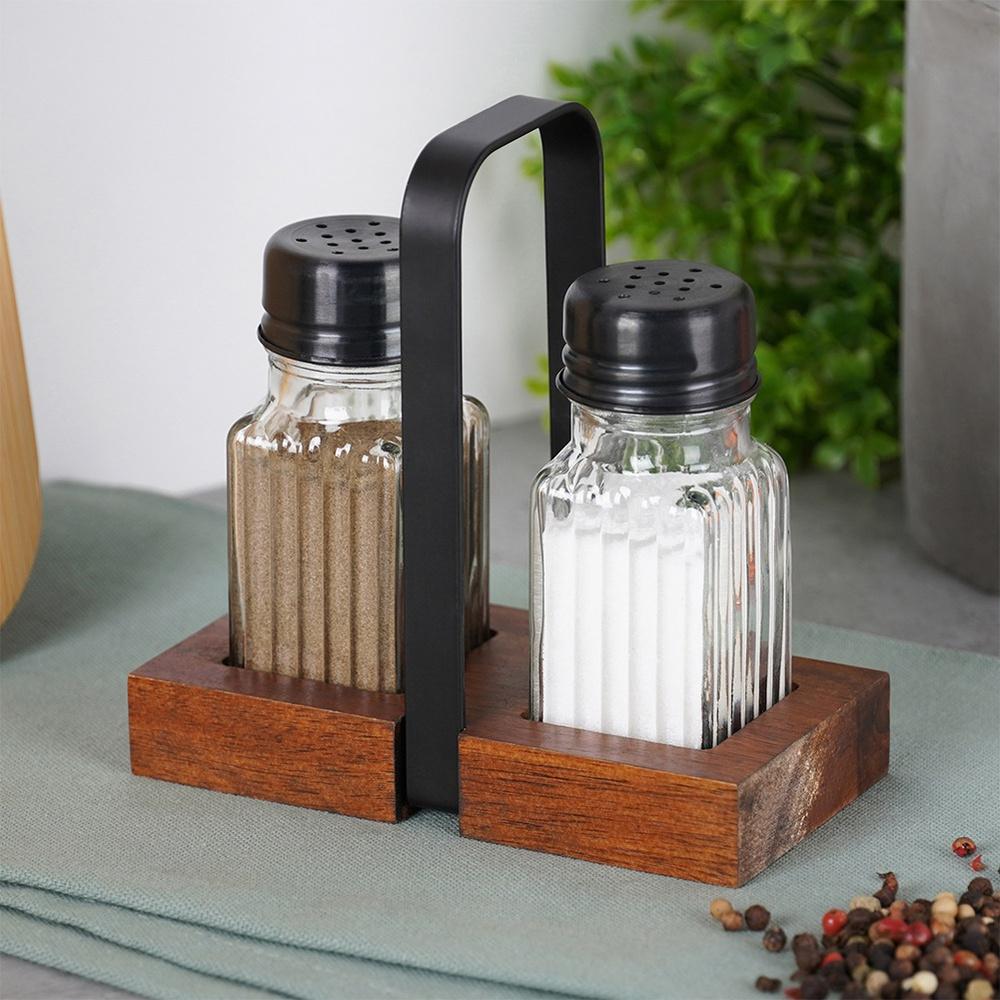 Spice Shaker Salt Pepper Shaker Set Salt Pepper Containers Stand