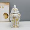 Gold-plated Flower Ceramic Ginger Jar White Ceramic Storage Jar Crafts Ornaments Flower Arrangement Decorative Jar Ornaments