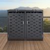 VEVOR Trash Can Storage, 2 x 52.79 Gal Trash Bin Storage Shed Outdoor, Horizontal Waterproof Storage Cabinet with Chain Lid