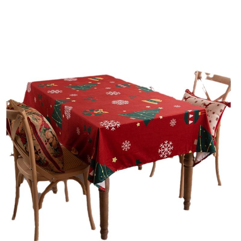 Flannel Print Red Christmas Snowflake Christmas Tree Tablecloth Coffee Table Tablecloth Table Cloth