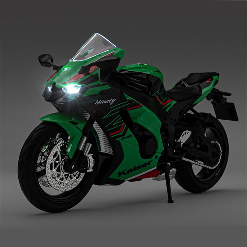 1/12 Kawasaki Ninja ZX-10R Heavy Locomoti Alloy Motorcycle Model Cross-country Racing Motorcycle Model Sound Light Kids Toy Gift