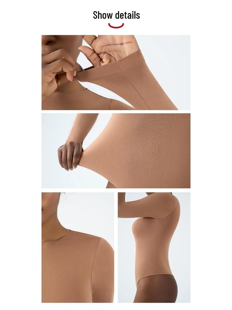 Бесшовный боди для йоги с длинными рукавами и V-образным вырезом в области промежности, с высокой эластичностью