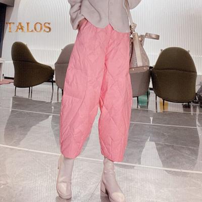 Женские хлопковые брюки с эластичной талией, широкие легкие брюки с карманами, однотонные тонкие хлопковые брюки