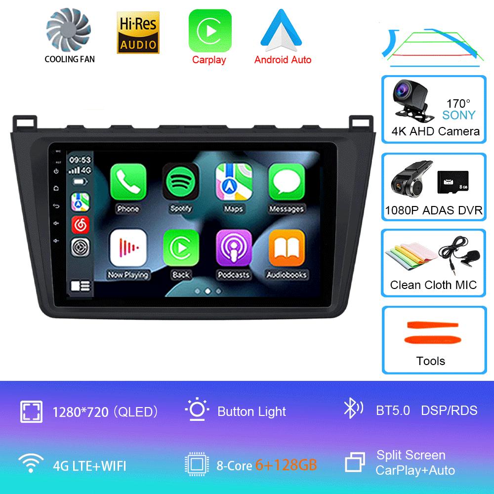 Android14 Carplay Автомагнитола для Mazda 6 GH 2007 2008 2009 2010 2011 2012 Мультимедиа GPS Видеоплеер Стерео 2din Головное Устройство