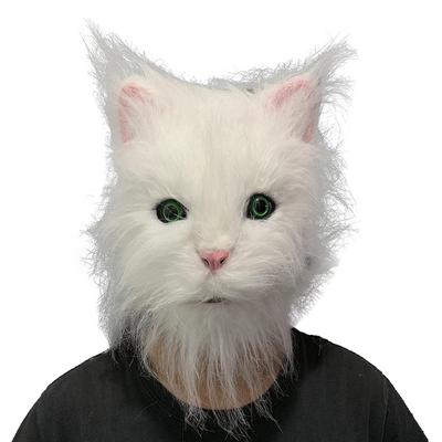 Милая латексная маска кошки, плюшевая маска животного на все лицо