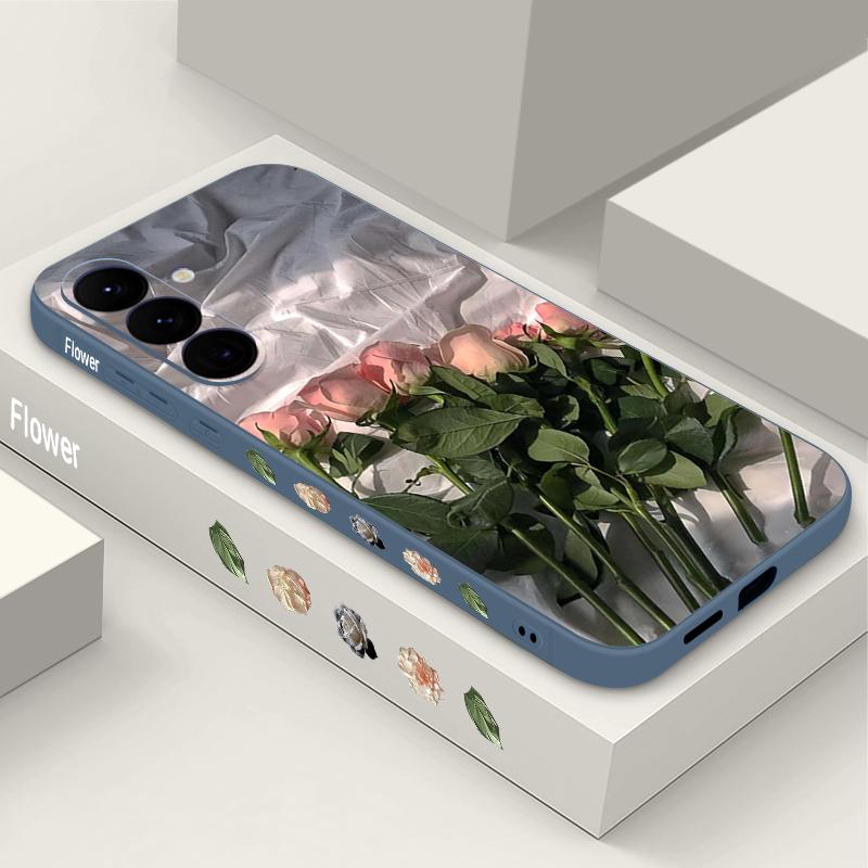 Чехол с масляной живописью и розами для Samsung Galaxy S24 S25 FE S25 S23 S22 Ultra A17 A56 A16 A55 A25 A15 A36 A54 5G с ремешком, мягкая накладка