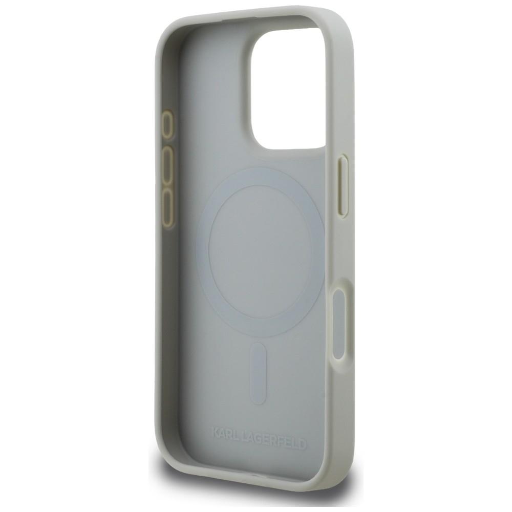 Karl Lagerfeld Grained Pattern & Logo MagSafe Case for iPhone 16 Pro Max Gray