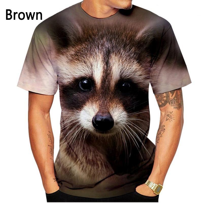 Новая модная футболка с принтом милого енота 3D для мужчин и женщин, повседневная рубашка с коротким рукавом и принтом енота для лета