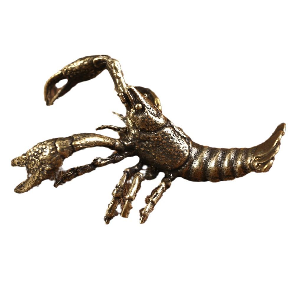 Ретро-латунный орнамент в виде лобстера: Маленький ручной чайный питомец из чистой меди для офиса или декора стола