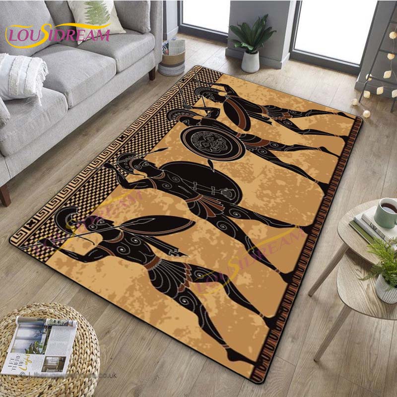 3D Египетский ковер «Древний всадник», греческий ковер, ковер Древнего Египта для гостиной, спальни, кухни, греческий домашний декор, нескользящий напольный коврик