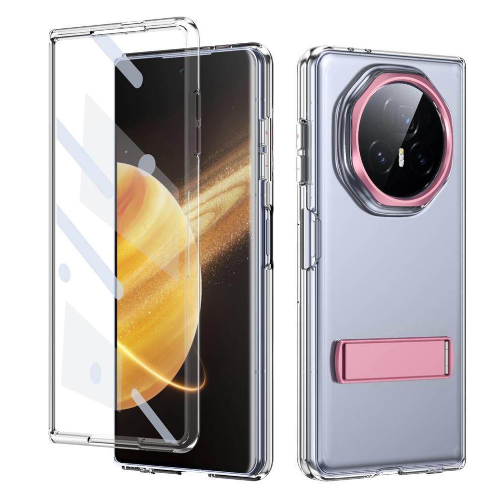 KEYSION Прозрачный чехол для Huawei HONOR Magic V3 Hard PC Metal Kickstand Противоударный чехол для телефона со стеклянным защитным экраном