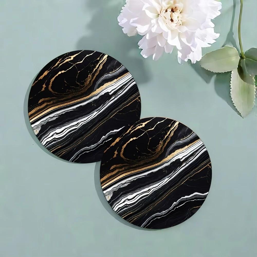 6pcs 4 Inch Drink Coasters Set Marble Veining Absorbent Coasters For Cold Drinks Wine Mugs Cups