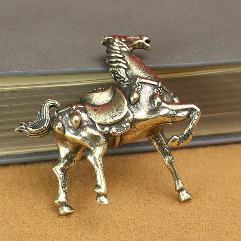 Brass War Horse Small Ornament Home Desktop Decoration Retro Pure Copper Horse Crafts Copper Figurines Enthusiasts Collect
